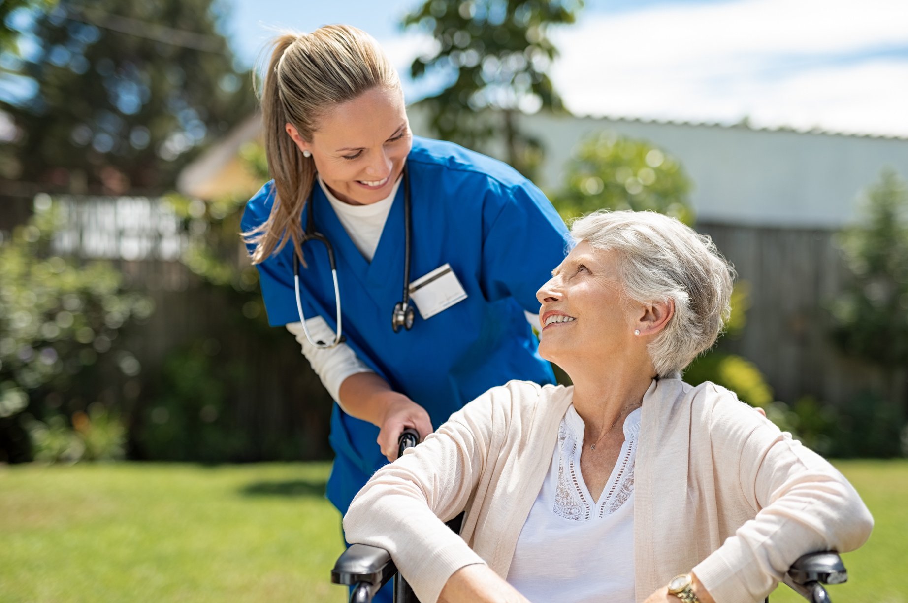 Nurse takes care of old patient